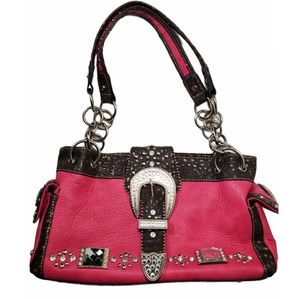 Montana West Hot Pink Rhinestone Buckle Purse